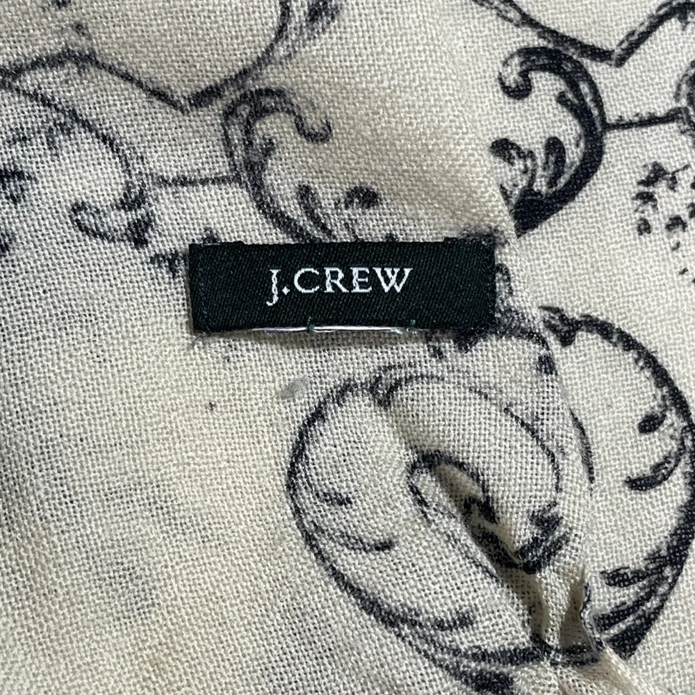 J Crew VTG Scarf Womens Rabbit Paisley Flower Print  White Cream Preppy 27